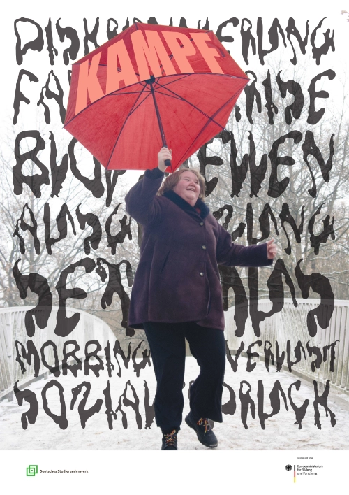 Poster 2 einer Posterreihe zum Thema "raus aus dem Kriesenmodus" die Regentropfenschrift wurde von mir aus abfotografierten Wassertropfen erstellt.